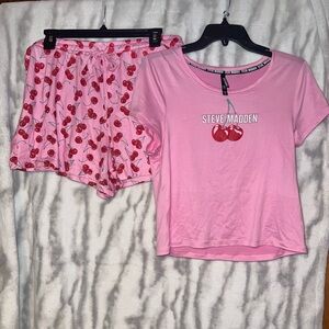 Steve Madden Pink Cherry Short Pajama Set - XL